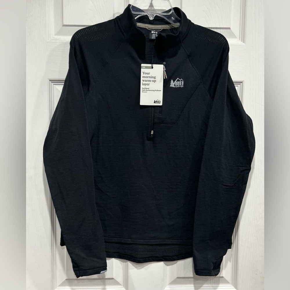 REI Women’s L Large Swiftland Half-Zip Running Top Jacket Black NWT Pullover